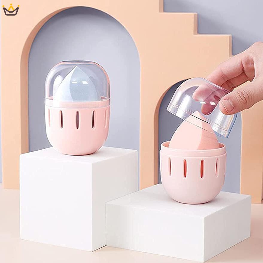 Transparent belt cover dust-proof puff sponge makeup egg organizer box ...