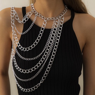 Necklace Multi-layer Tassel Chest Chain Jewelry Body Chain Accessories  Clavicle Chain colour gold