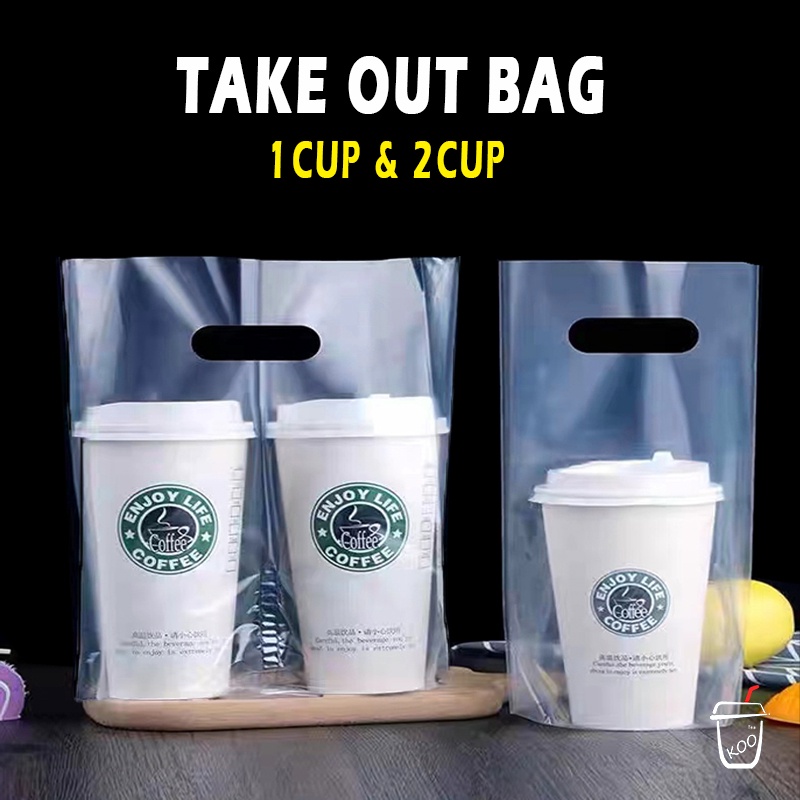 100pcs Take Out Bag Milk Tea Bag For Milk Tea Cup 1Cup 2Cup Juice