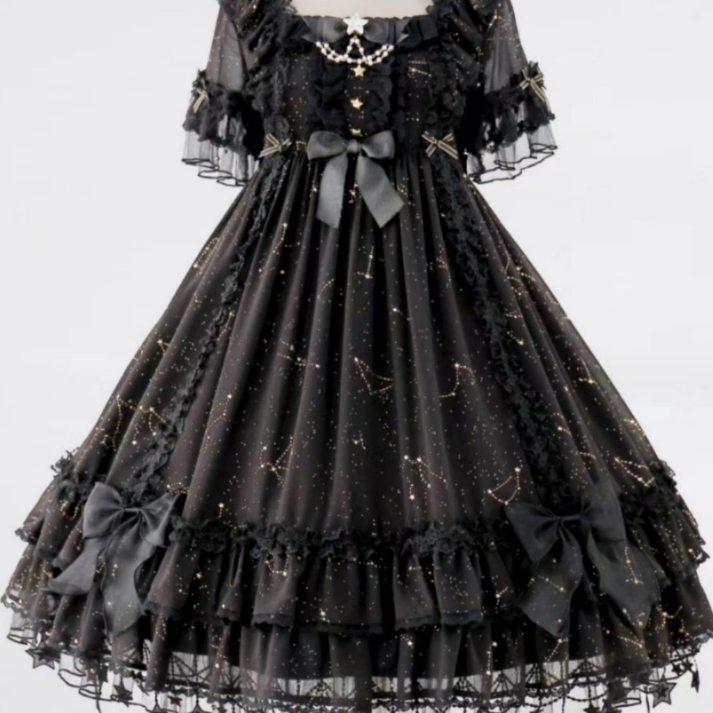 Miracle Nikki- Picking Stars Ancient Books Series Cosplay OP Classic Lolita Constellation Variable Short Sleeve Long Sleeve Dress coscarnival main image 1