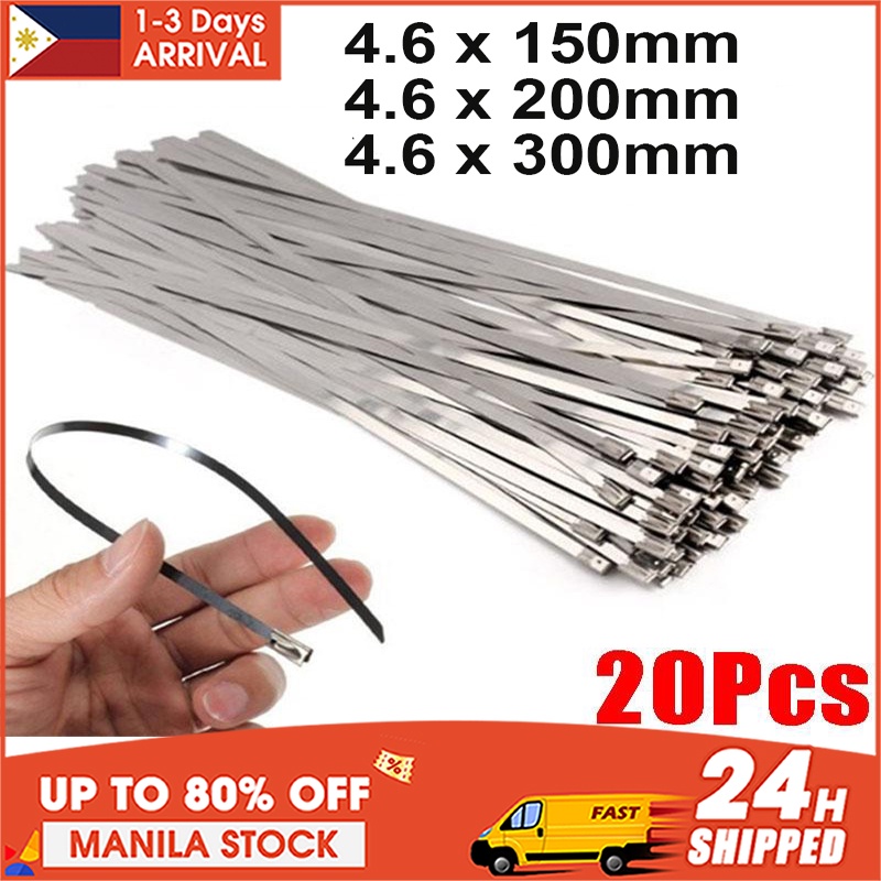20pcs Stainless Steel Cable Ties Selfsealing Cable Zipper Tie Multi