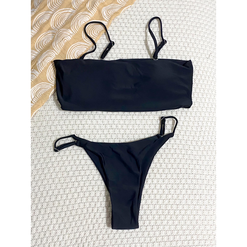 Black Strap Two-Piece Bikini/Swimsuit (Zaful/Shein Brand New) | Shopee ...