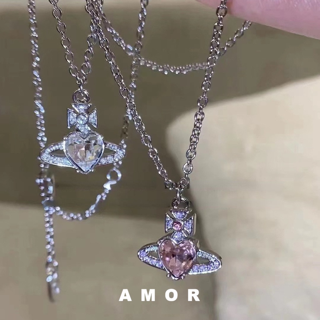 vivienne westwood Love Saturn Necklace Rhinestone Collar Chain Shopee Philippines