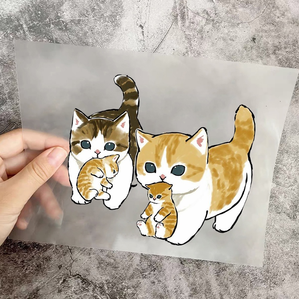 Cartoon Cat Pattern Heat Transfer Stickers Washable Thermal Press ...