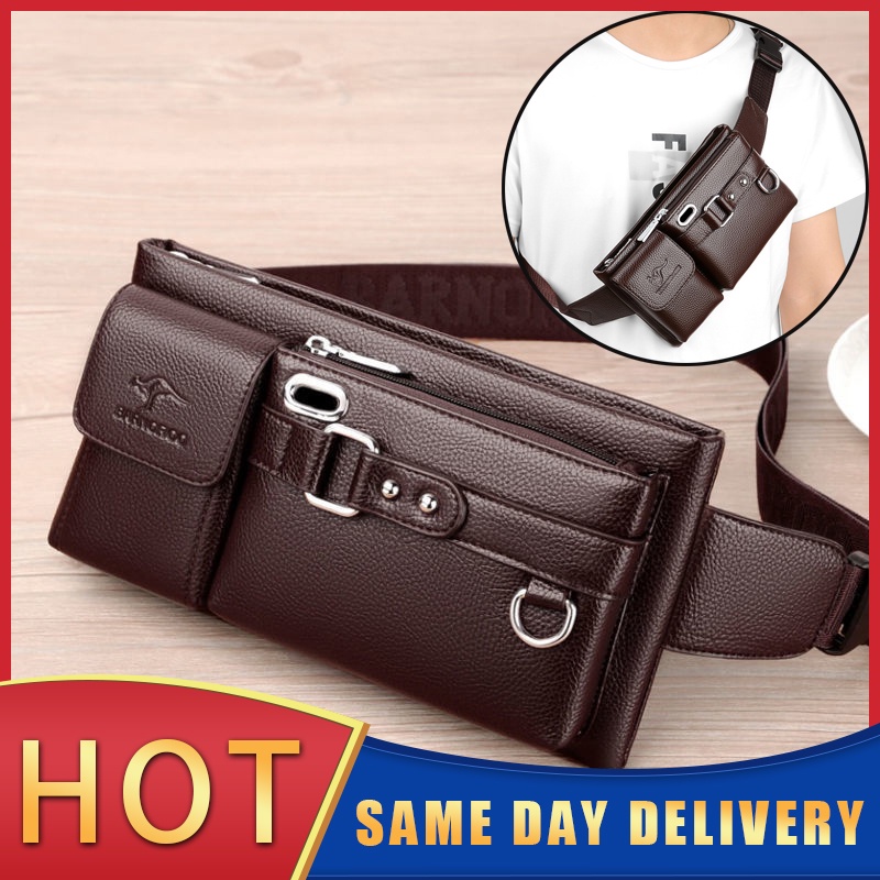 Men's Messenger Bag Waterproof Chest Bag Multifunction Shoulder Bag