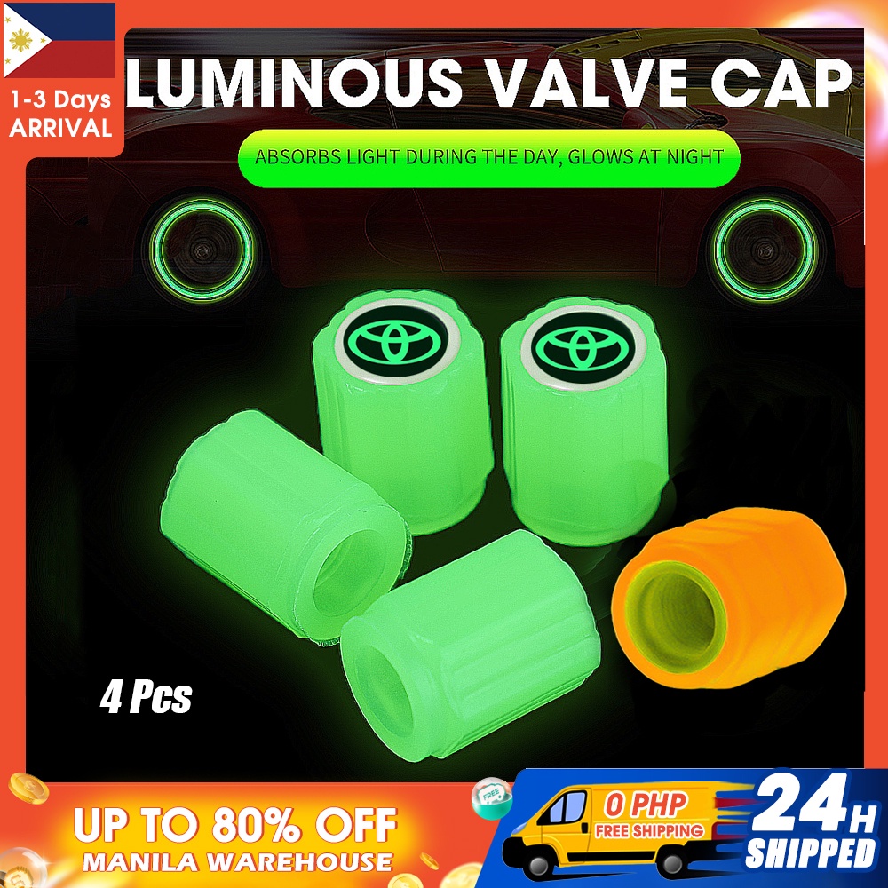 4 Pcs Orange Universal Dustproof Motorcycle Valve Cover Green Car Tyre