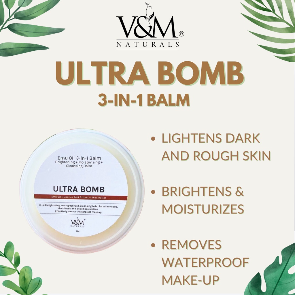 VNM Ultra Bomb Emu Oil 3in1 Balm 50 grams Lightens dark skin Make