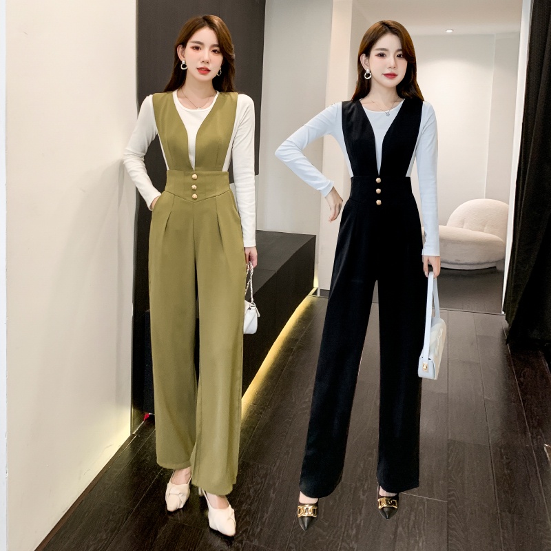 Wide leg trousers with braces sales