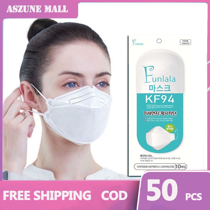 Aszune 50 Pcs Kf94 Face Mask Korean Style Design for Adult Original Black 2.5 Protective