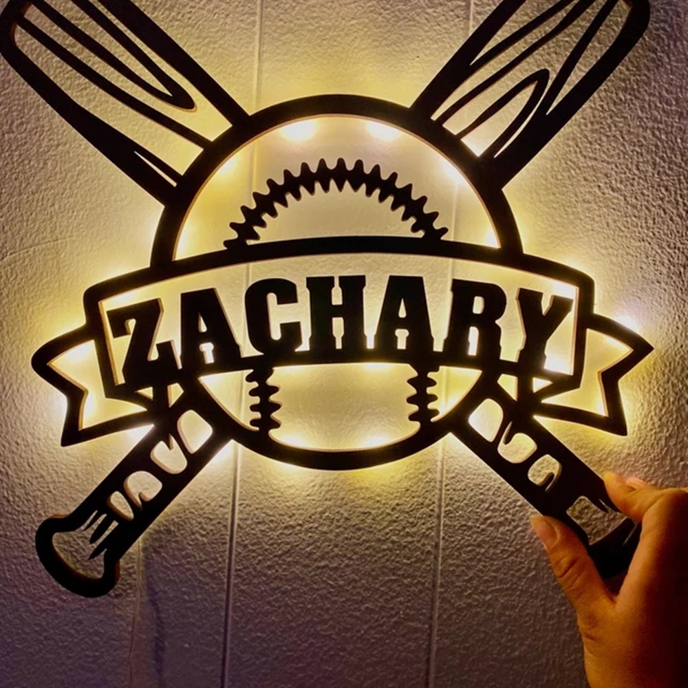 2023 NEW Personalized Name LED Wall Night Light Baseball Sign for ...
