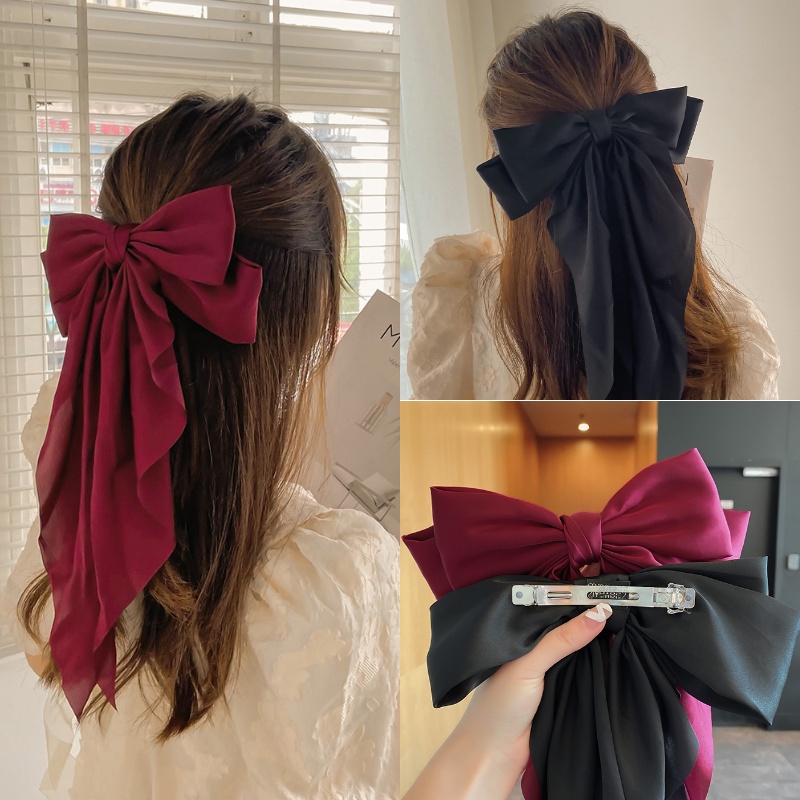 Korean Girl Tassel Bowknot Hairpin Fabric Back Hair Tie Head Hairpin ...