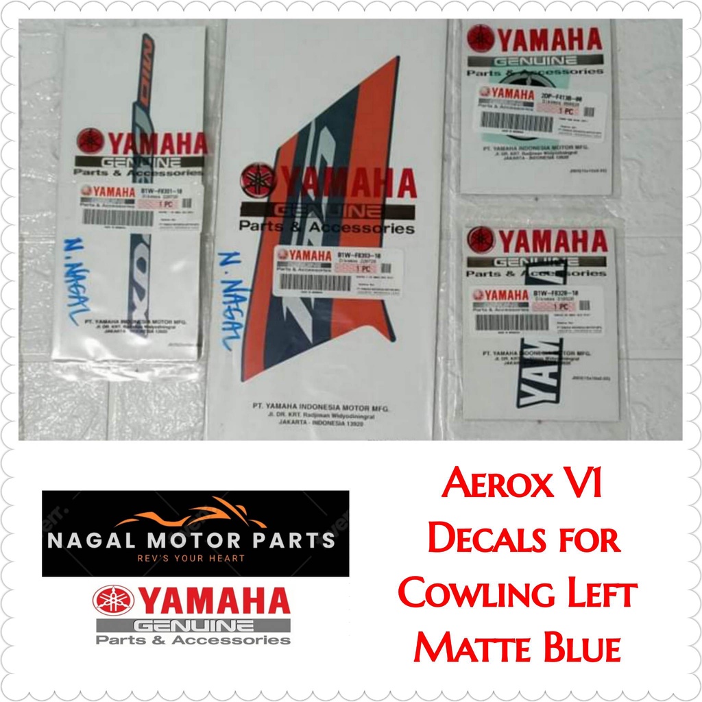 DECALS/STICKER FOR COWLING MATTE BLUE AEROX V1 YAMAHA GENUINE PARTS ...