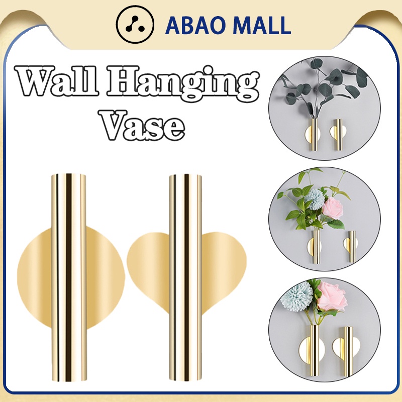 Wall Hanging Vase Nordic Style Wall Mounted Tube Vase Non Perforated