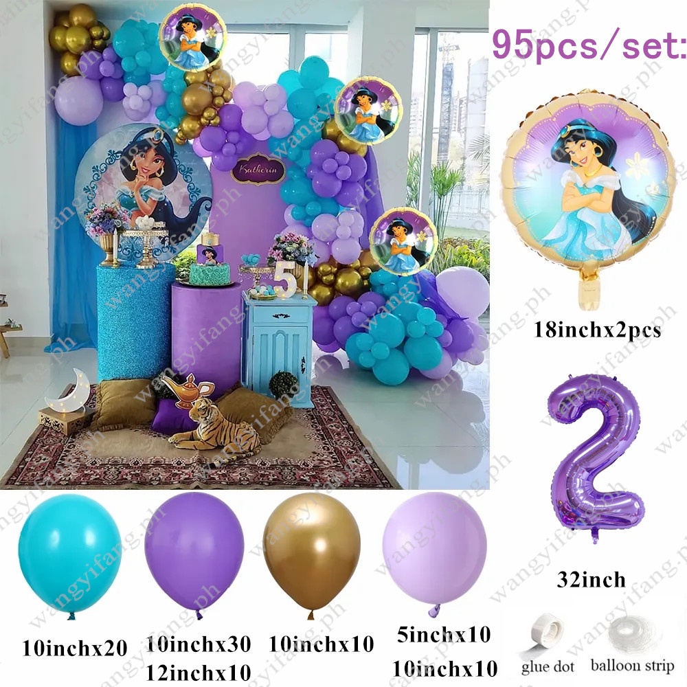 95pcs/Set Disney Aladdin Princess Jasmine Theme Balloon Garland Arch