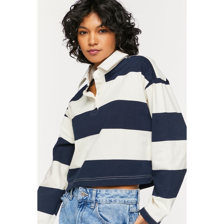 Forever 21 Women's Striped Rugby Shirt Shopee Philippines