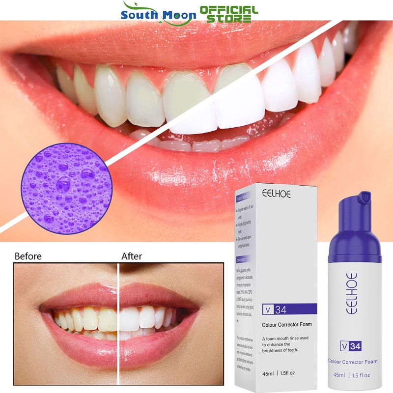 EELHOE Purple Toothpaste Corrector Foam Toothpaste Teeth Whitening