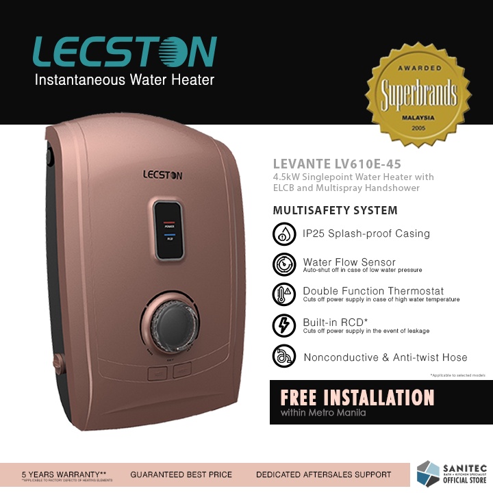 Lecston Levante Single Point 4.5kw w/ Shower Set by Sanitec | Shopee ...