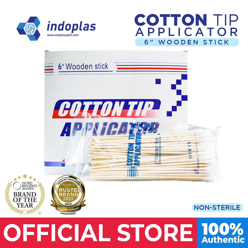 Indoplas Cotton Tip Applicator Stick Non Sterile Pack of 100 Shopee