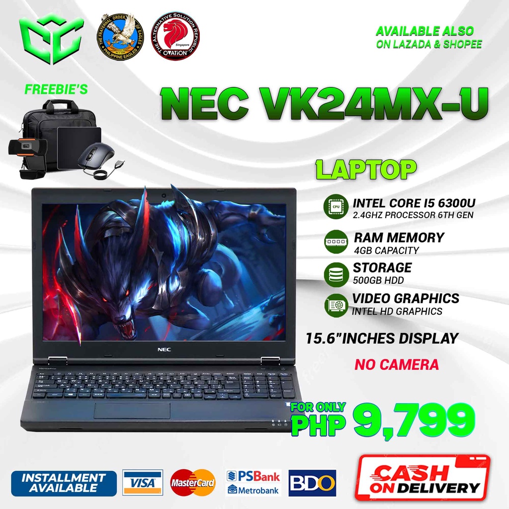 NEC VK24MX-U I5 6TH GEN. 4GB RAM 500HDD NO CAMERA WIFI READY WITH WEB CAM  BAG MOUSE AND MOUSEPAD