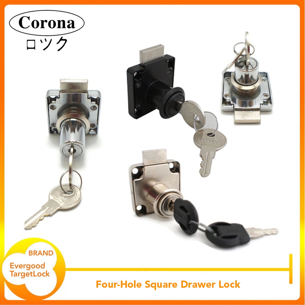 Drawer Lock Four Holes Square Shape Silver Black | Shopee Philippines