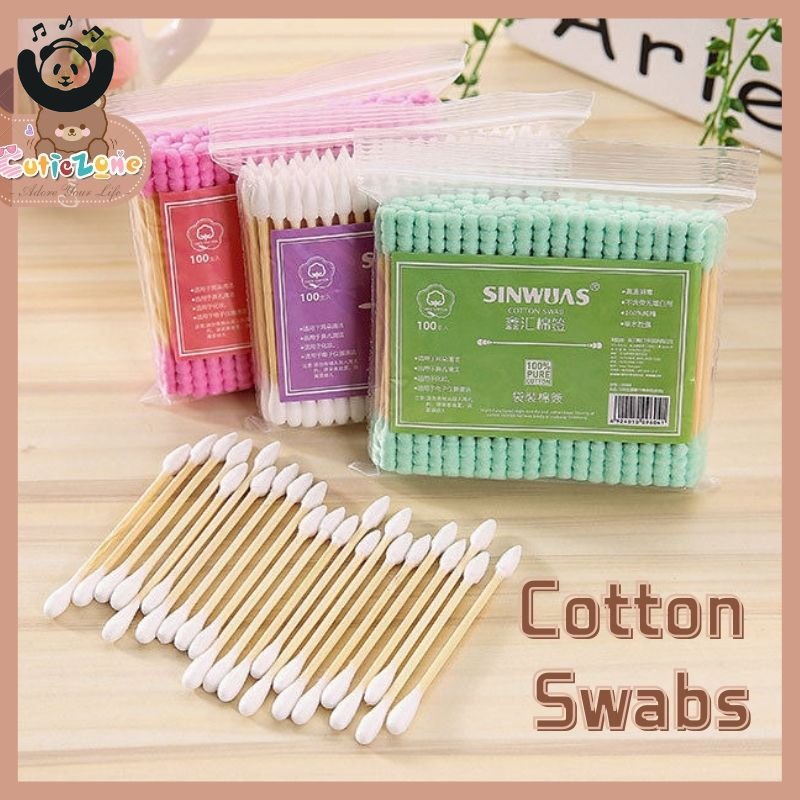 100Pcs Pointed Handy Cotton Swabs Women Health Makeup q Tip Bamboo Stick Doubleended Cotton