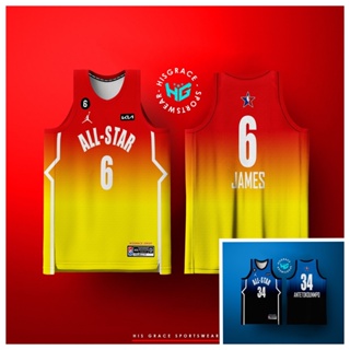 2023 NBA All Star Blue 6#JAMES Hot Pressed Jersey