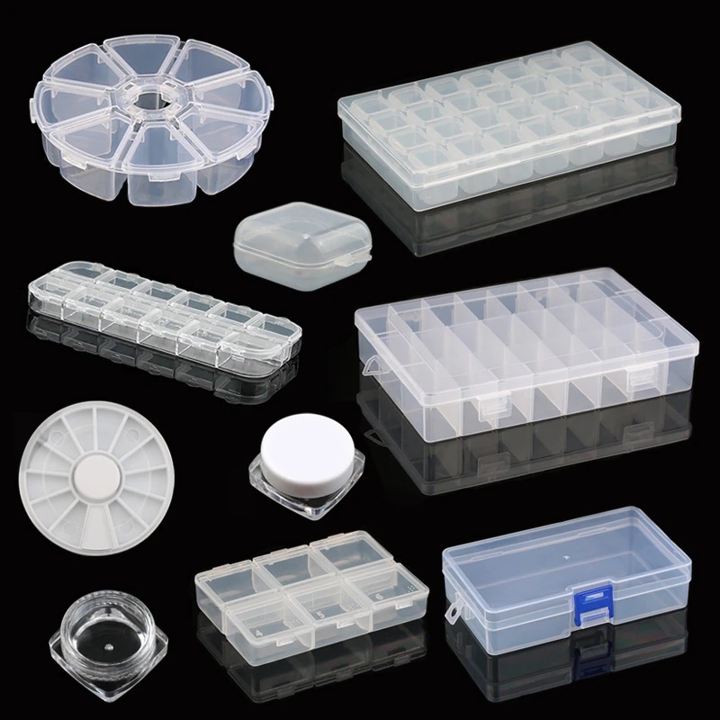 Transparent Plastic Storage Jewelry Box Compartment Adjustable