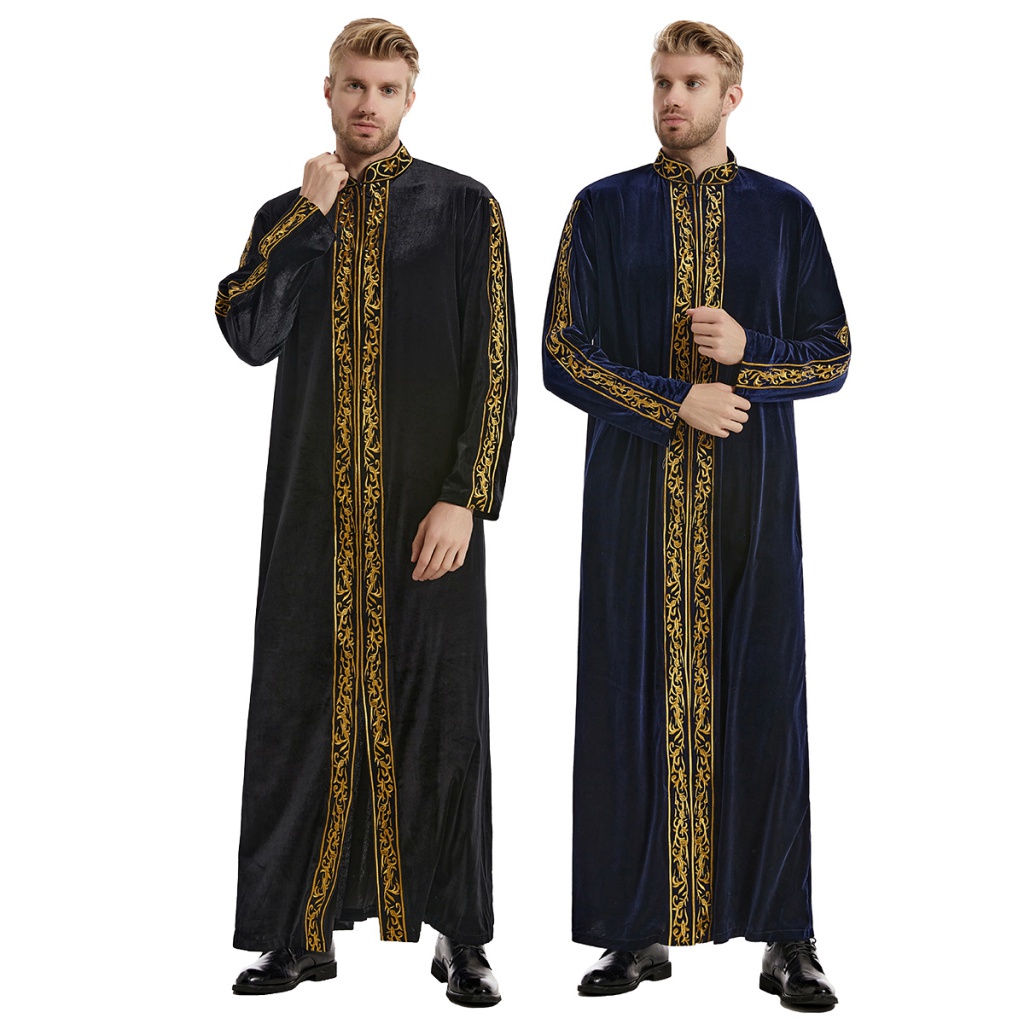Middle East Arab Clothing Men Thawb Stand-up Collar Thobe