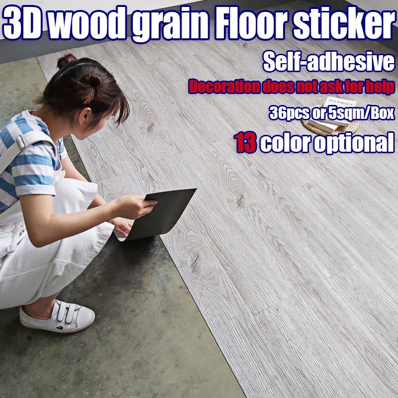 Floor Stickers 36pcs 2mm thick Wooden Design 91X15 cm Vinyl Adhesive