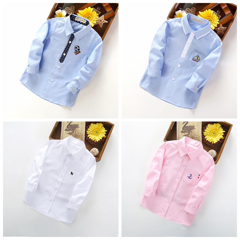Spring 16Yrs Baby Boys Shirts Long Sleeve Kids Boy Pure Cotton Classic