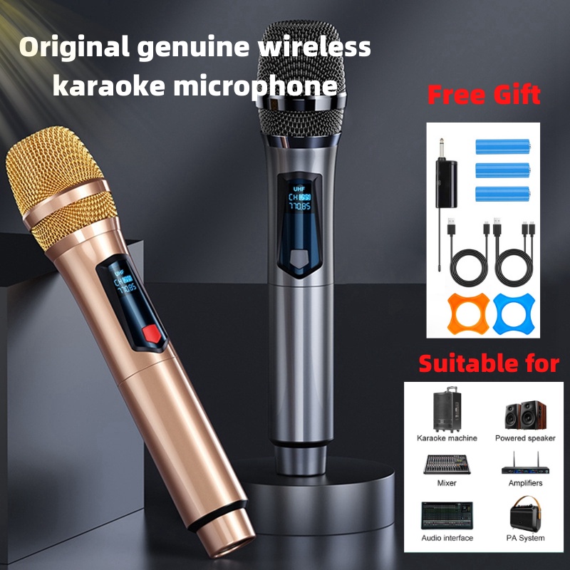 Wireless Microphone Rechargeable UHF Dual Karaoke Mic with