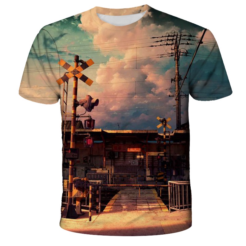 Vintage Train Locomotive 3D Print Men shirts Summer T-Shirt Fashion ...