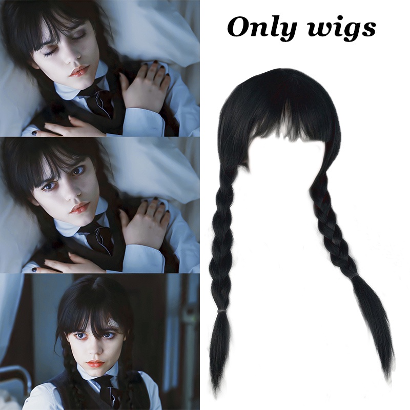 Kids Wednesday Addams Wig Black Braided Wigs for Wednesday Addams ...