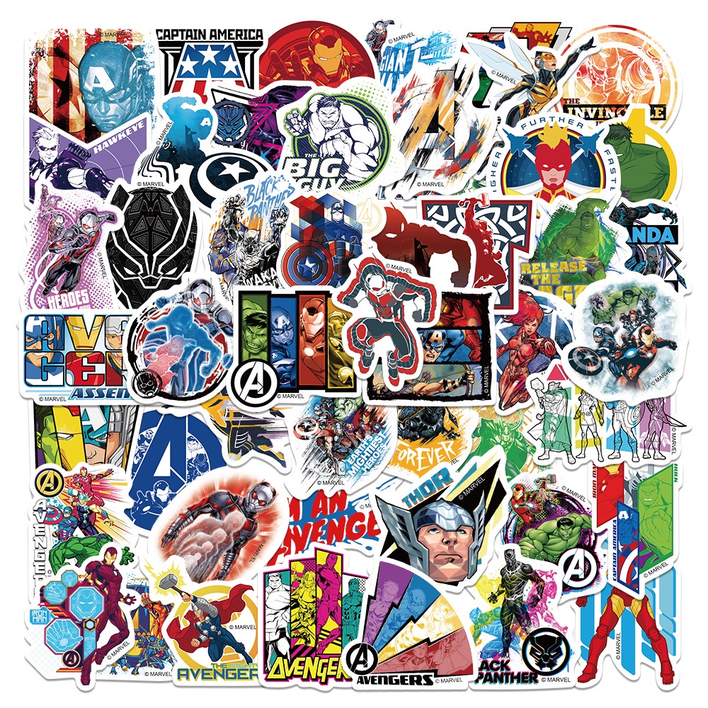 (Authorized) 50 pcs Marvel's The Avengers Cartoon Waterproof PVC ...
