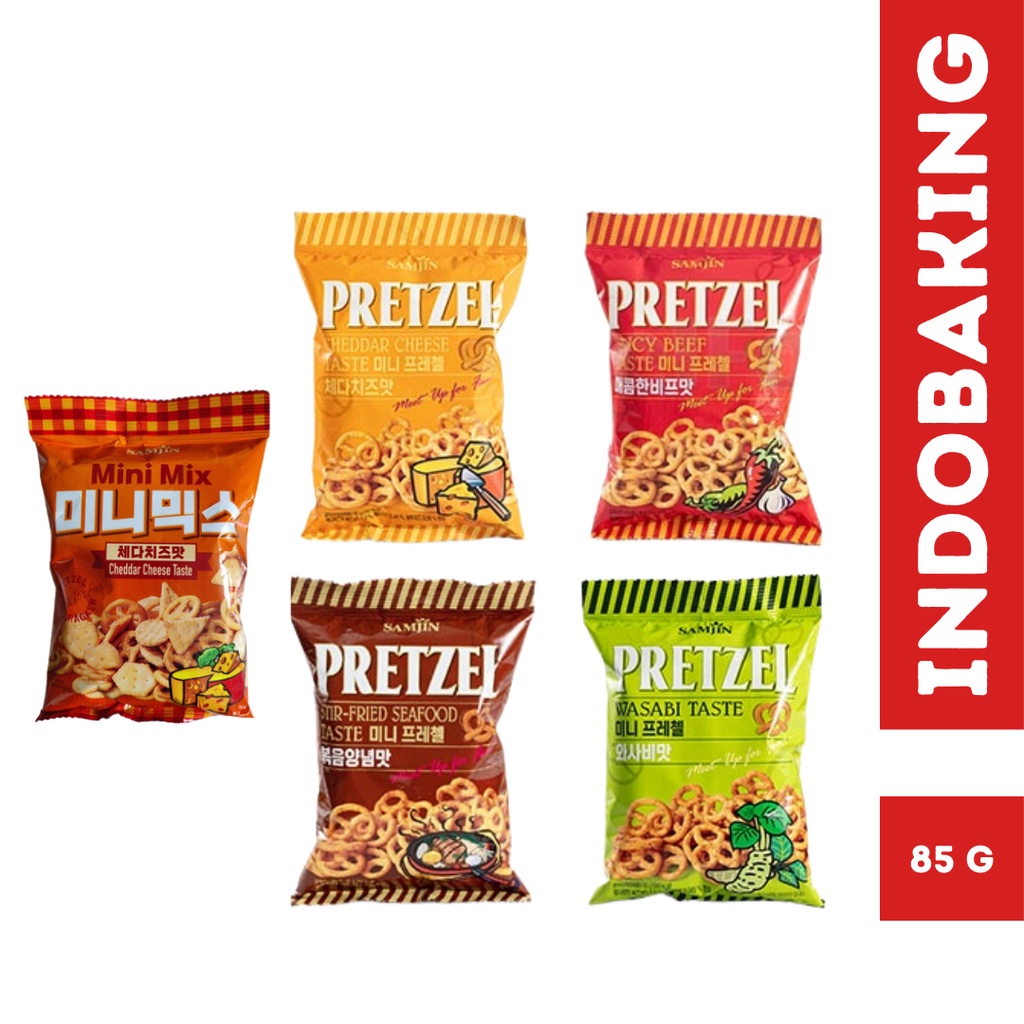 Samjin Pretzel Snack Korea Cheddar Cheese Spicy Beef Stir Fried Seafood ...