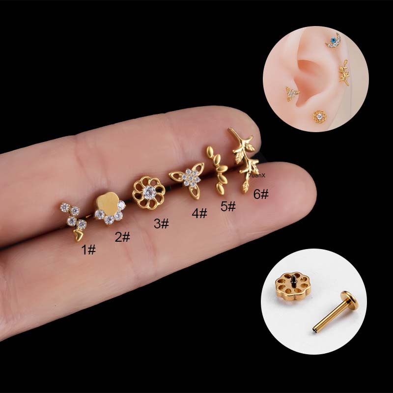 thumbnail image 2 of Tragus Piercing Jewelry 16g G23 Titanium Flat Back Stud Earrings 16g Hypoallergenic Cartilage Tragus Jewelry O 519621 2 of 14