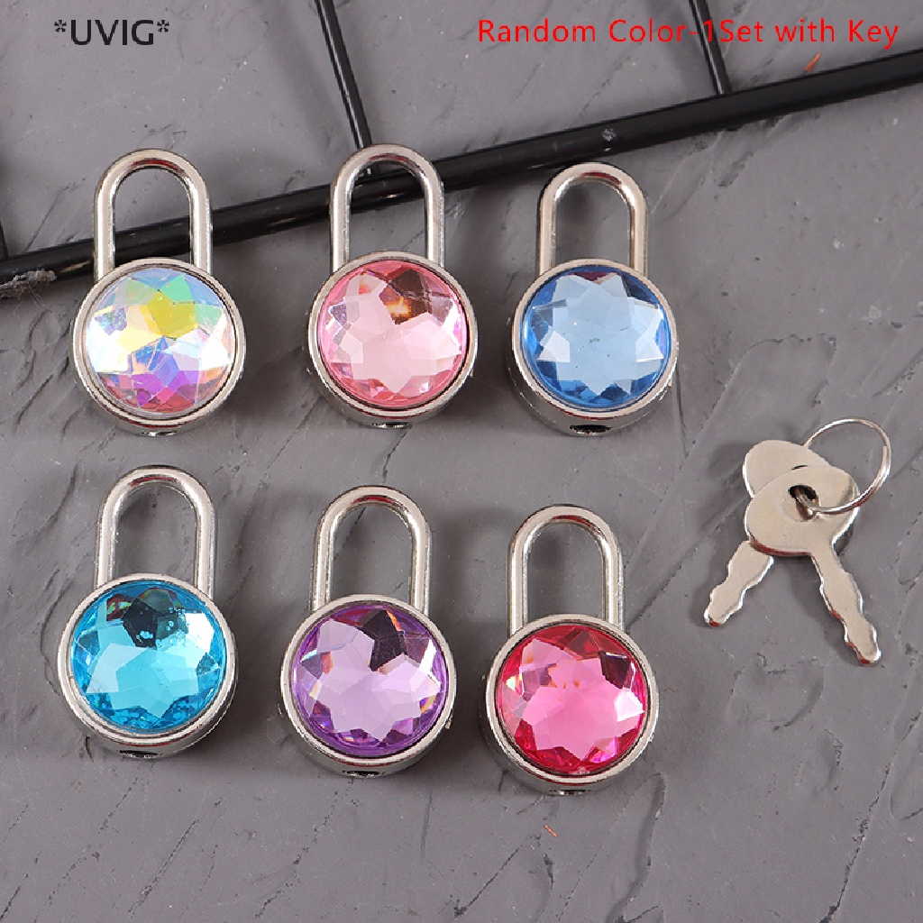 UVIG 1Set Mini Round Shape Padlock Color Diamond Hardware Locks With ...