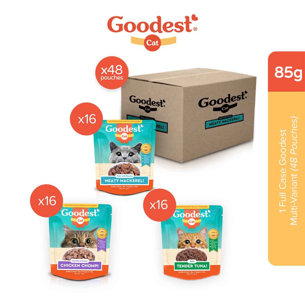 Goodest Cat Multi-Variant Pack of 48 Wet Cat Food Pouch (85g) | Shopee ...