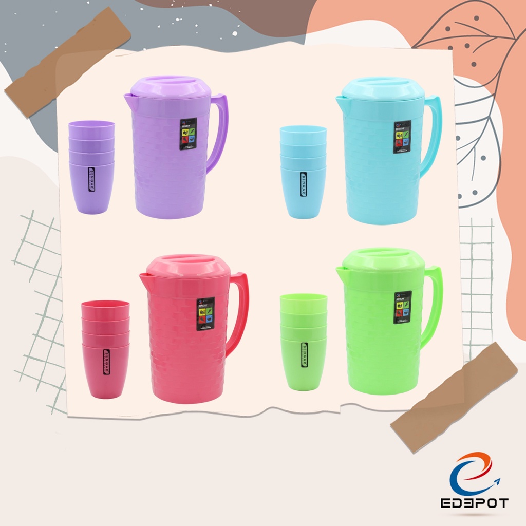 Edepot Classic Pitcher Colored Rattan Design With Cups Bundle | Shopee ...