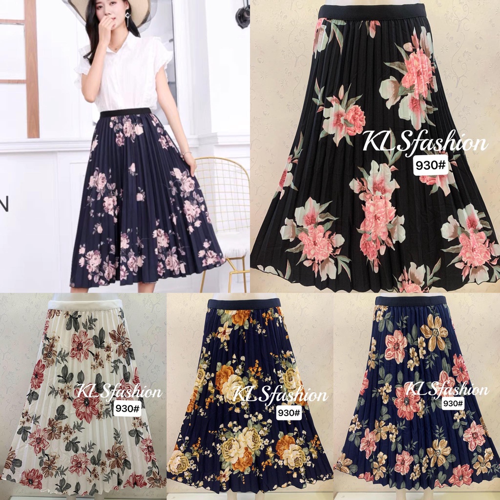 Bangkok Thailand Plus Size Ladies Floral Pleated Skirt Retro Long Skirt ...