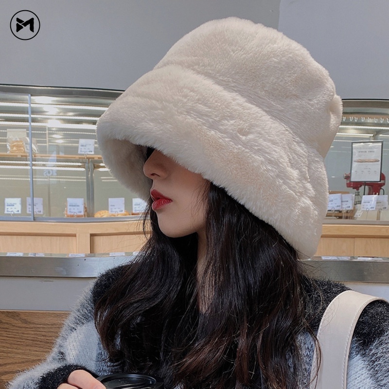 Korean Winter Rabbit Fur Hat Thick Plush Hat Women's Versatile Cold ...