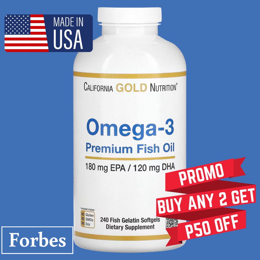 California Gold Nutrition Omega-3 Premium Fish Oil 100/240 Fish Gelatin ...