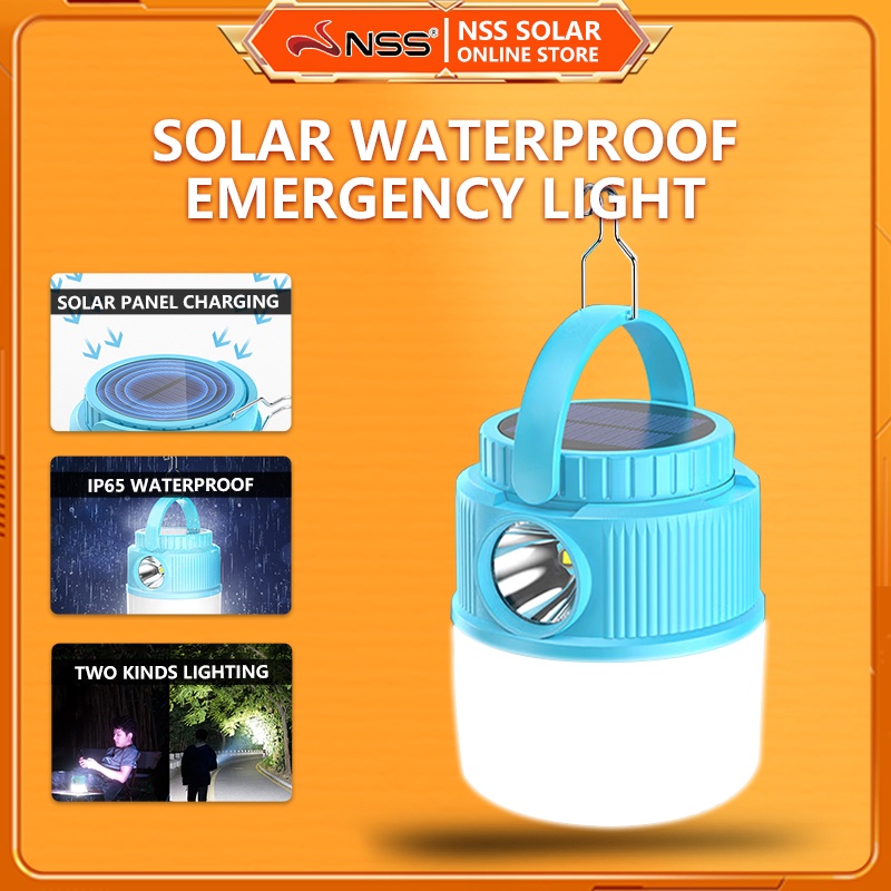 NSS solar emergency light bulb outdoor led solar light bulb portable led flashlight Shopee