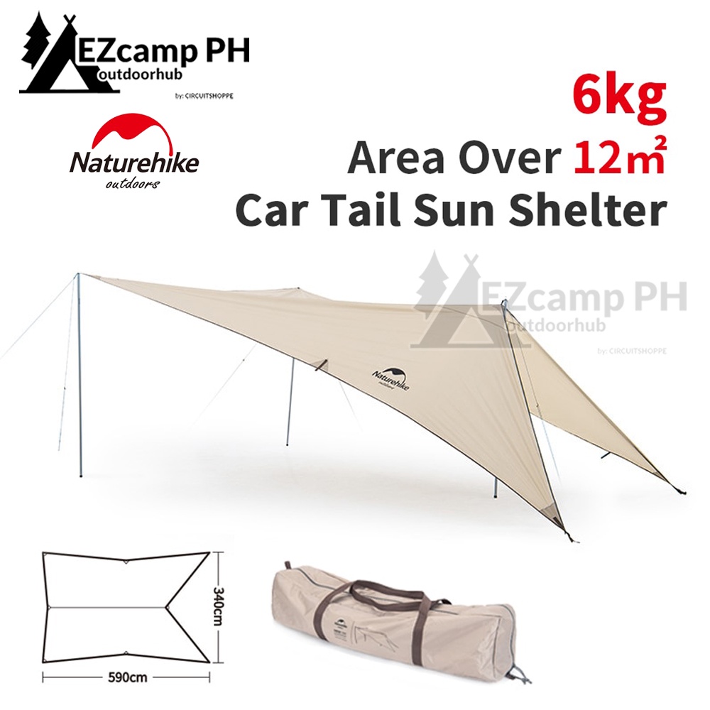 Naturehike Outdoor Gabled Car Back Tail Tarp Shelter 150D Large Area