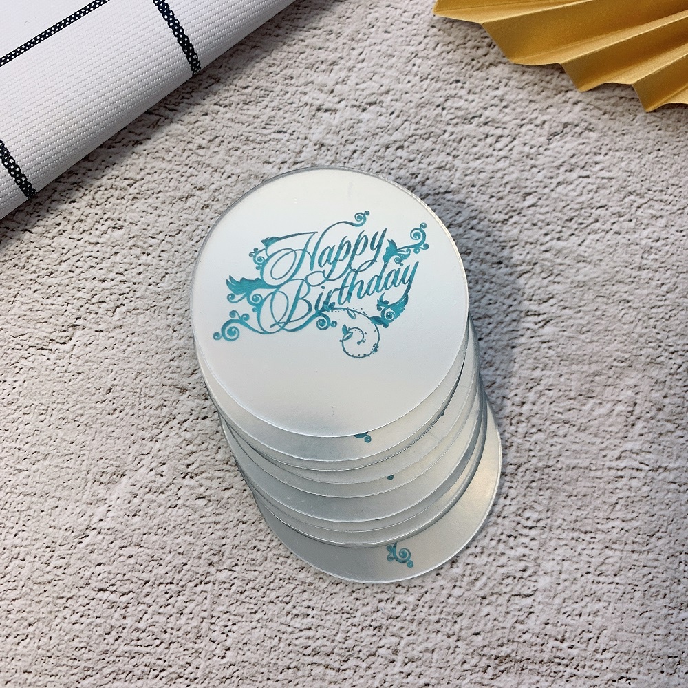 10Pcs Acrylic Rose Gold Silver Happy Birthday Cake Topper Circle ...