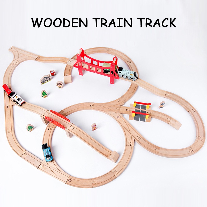 Wood Train Track Accessories Compatible Thomas Train Road Train Track