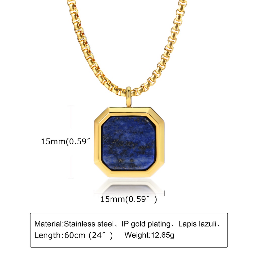 Vnox Luxury Royal Necklaces for Men, Gold Lapis Lazuli Necklace, Tiger