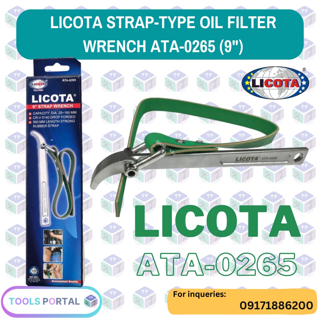 Licota Strap-type Oil Filter Wrench ATA-0265 (9") ISO 9001 Certified ...