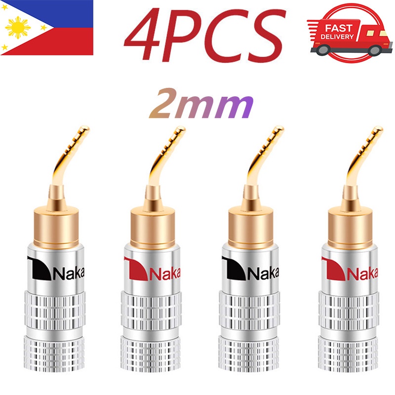 4Pcs 24K Gold Nakamichi Speaker Pin Angel 2mm Banana Plugs Speaker wire ...