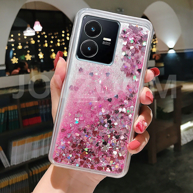 Case VIVO Y22 Y22S Bling Liquid Quicksand Glitter Transparent